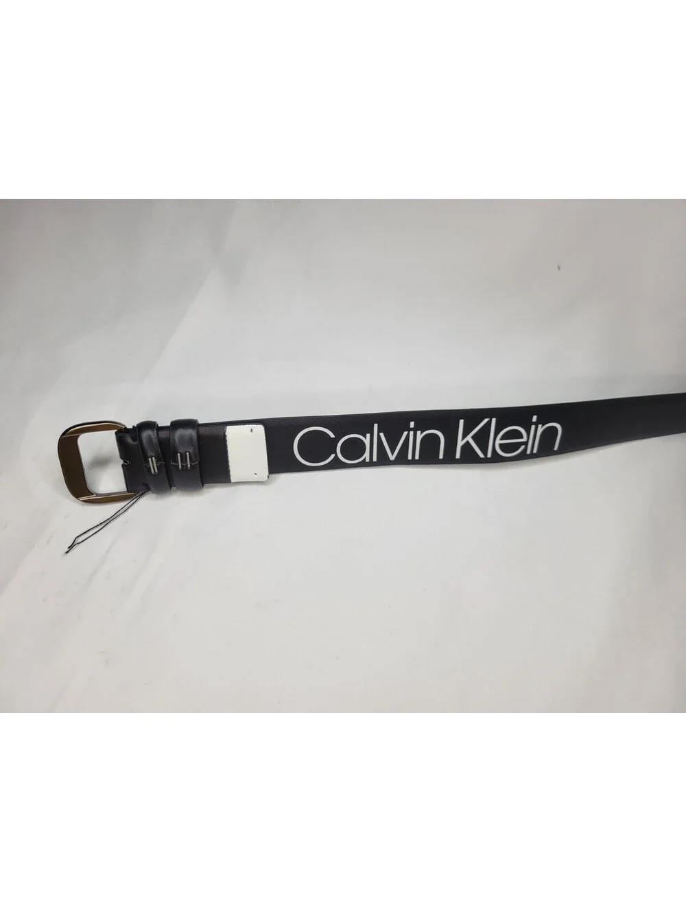 Calvin Klein Womens Black Leather Pant Belt Double Loop Sz Small **SEE DETAILS**